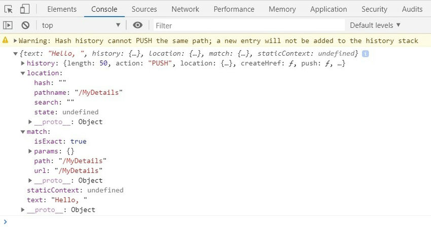 Output for Router Props